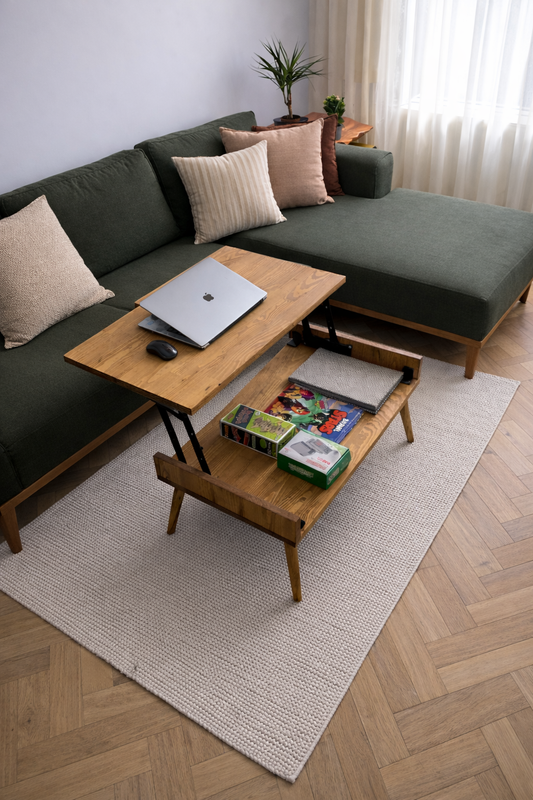 Handcrafted Solid Wood Lift-Top Coffee Table