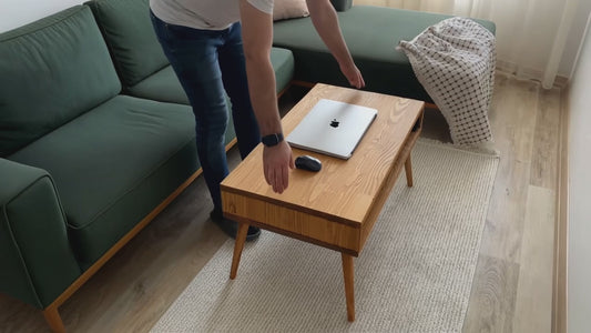 Handcrafted Solid Wood Lift-Top Coffee Table