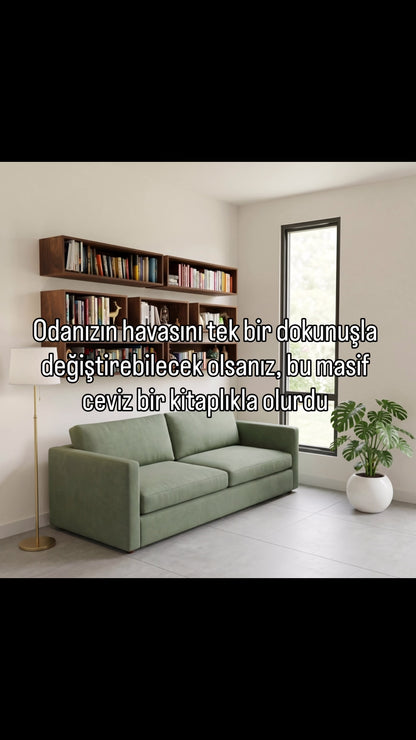 Vecta Duvara Monte Masif Ceviz Kitaplık